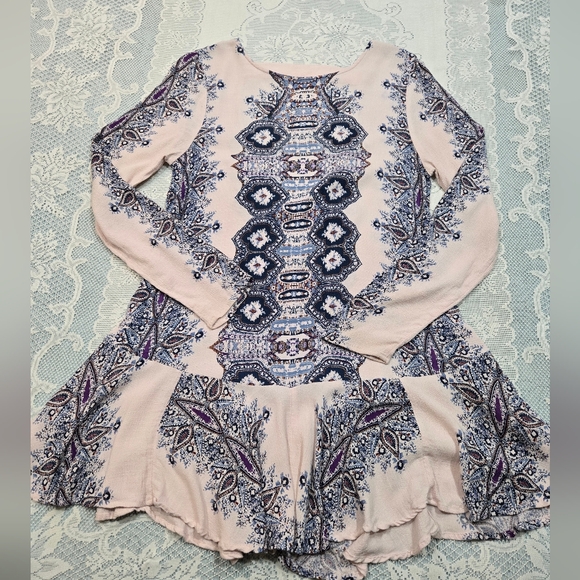 Free People Smooth Talker Tunic Dress Cream/Blue S - Picture 4 of 14